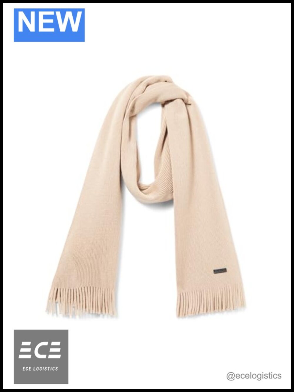 Wool Fabric Basic Scarf With Logo Plaque